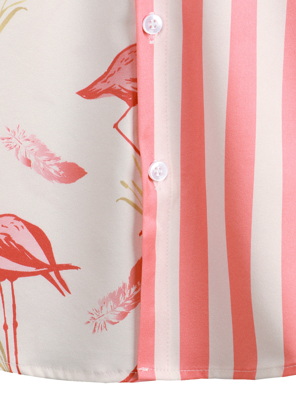 Camisa Pink Flamingo & a rayas estampado Pocket de manga corta para hombre