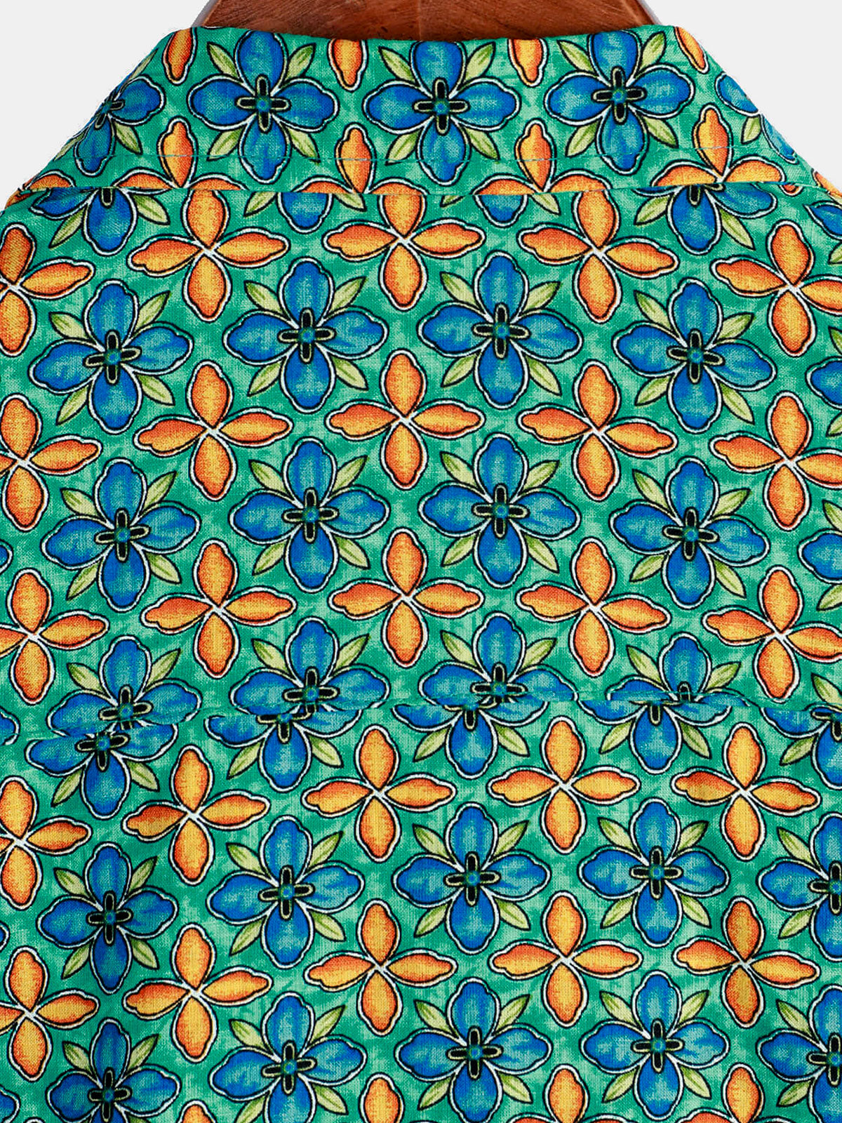 Camisa floral vintage de manga corta Leisure de algodón Button Up para hombre