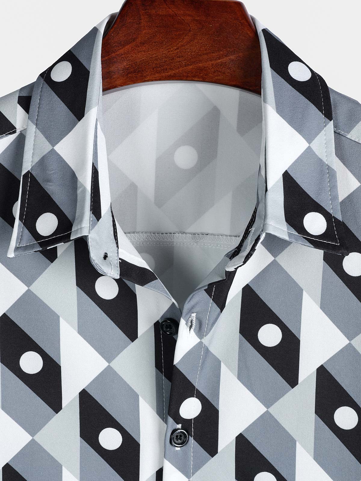 Camisa Grey Geometric Graphic Leisure Coastal Weekend Travel Tropical Summer para hombre