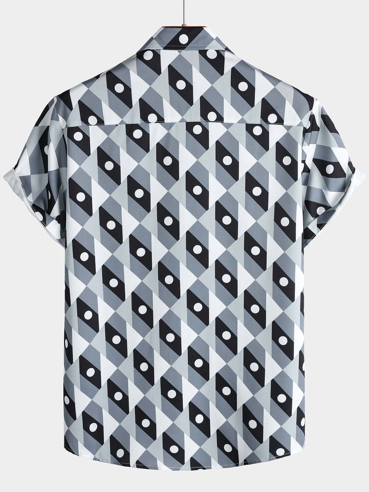 Camisa Grey Geometric Graphic Leisure Coastal Weekend Travel Tropical Summer para hombre
