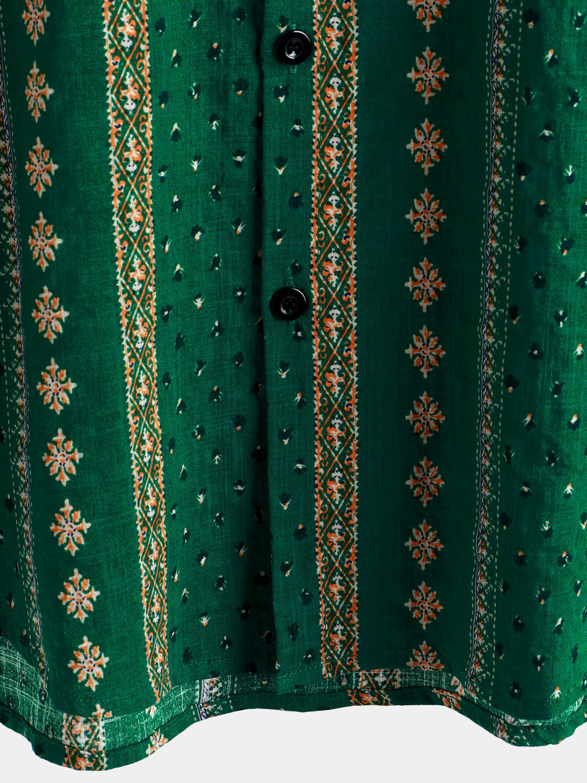 Camisa retro Green a rayas estampado Button Up 70s vintage de manga corta para hombre