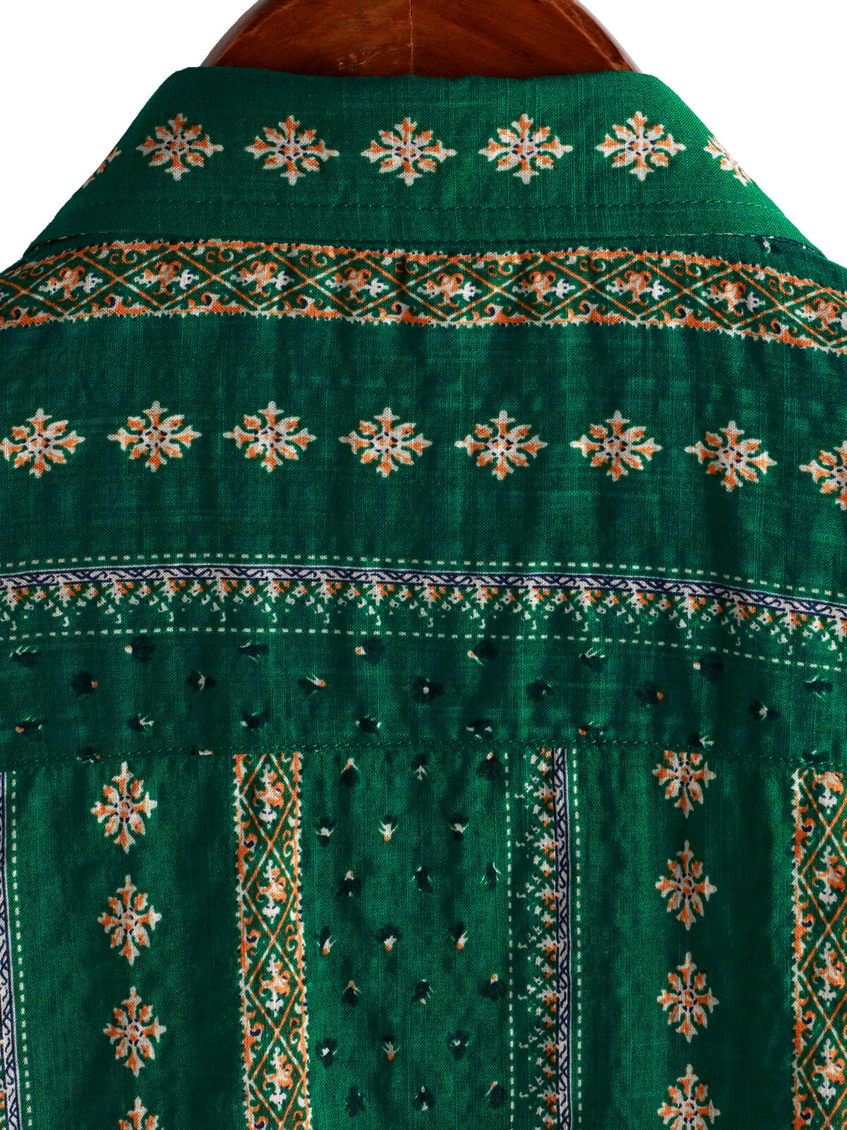 Camisa retro Green a rayas estampado Button Up 70s vintage de manga corta para hombre