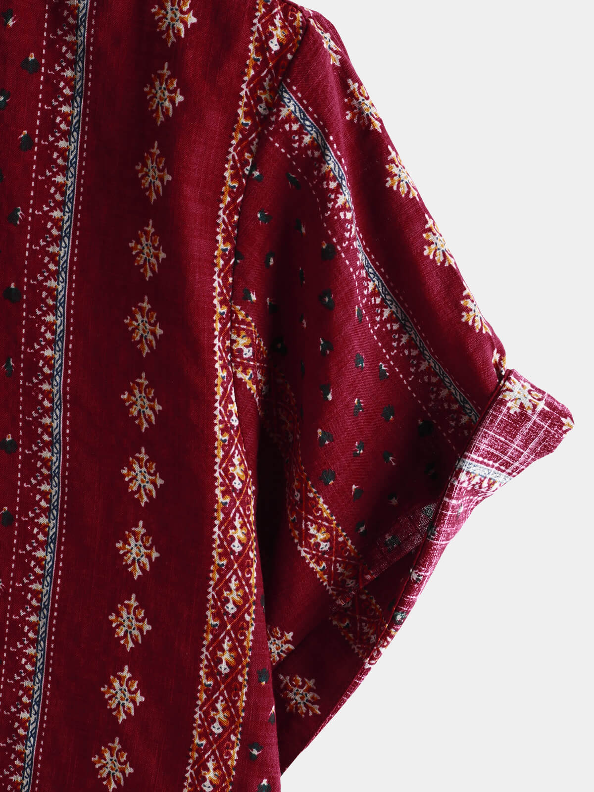 Camisa retro Red a rayas estampado Button Up 70s vintage de manga corta para hombre