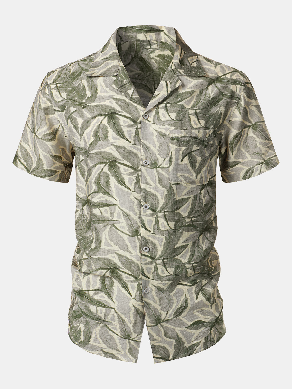 Camisa Green Tropical estampado Pocket Resort de manga corta para hombre