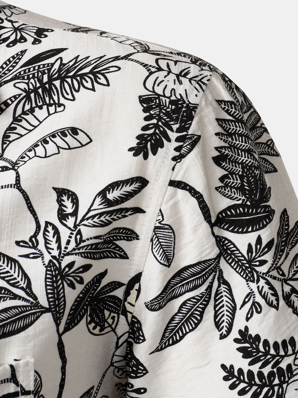 Camisa White Tropical Leaf estampado casual Hawaiian para hombre