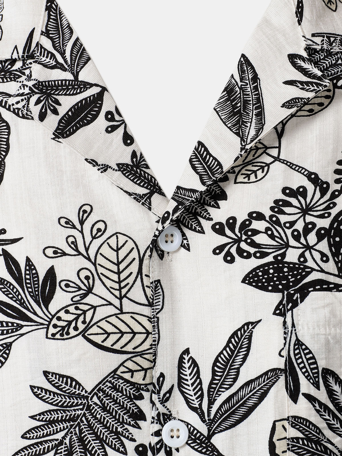 Camisa White Tropical Leaf estampado casual Hawaiian para hombre