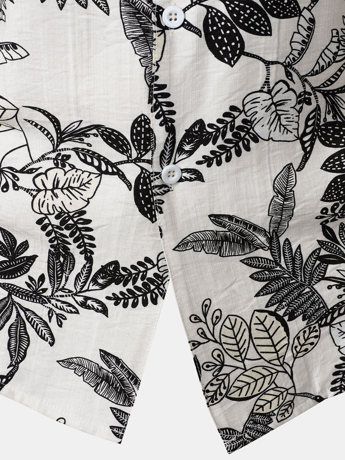 Camisa White Tropical Leaf estampado casual Hawaiian para hombre
