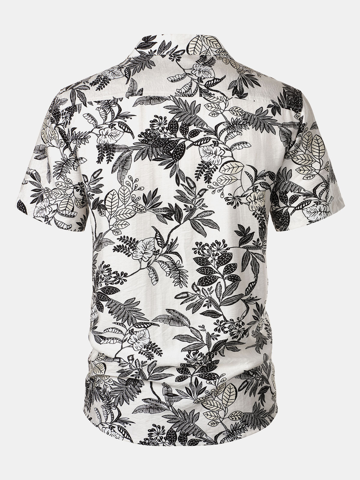 Camisa White Tropical Leaf estampado casual Hawaiian para hombre