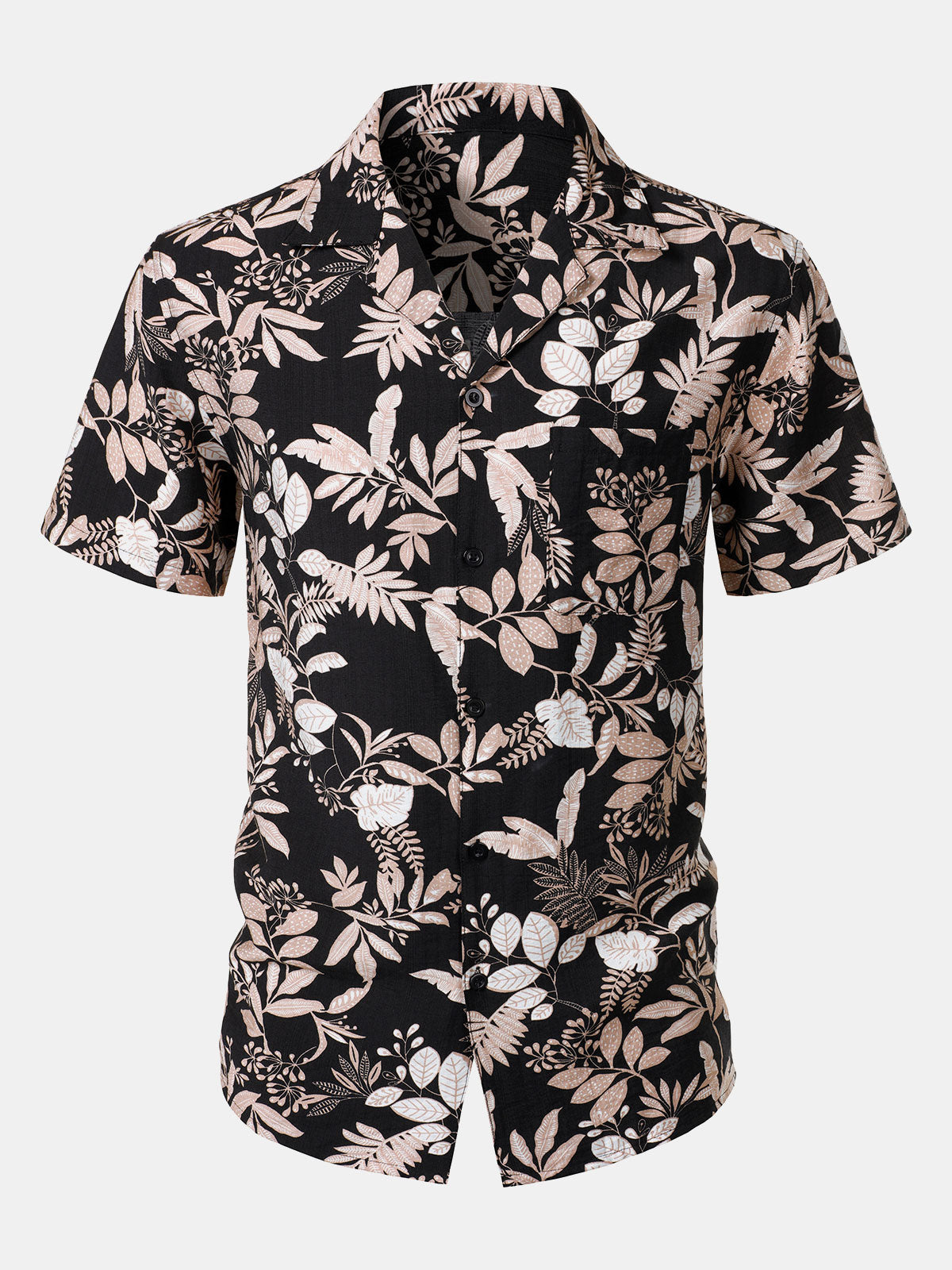Camisa Tropical Leaf estampado Summer Beach de manga corta para hombre