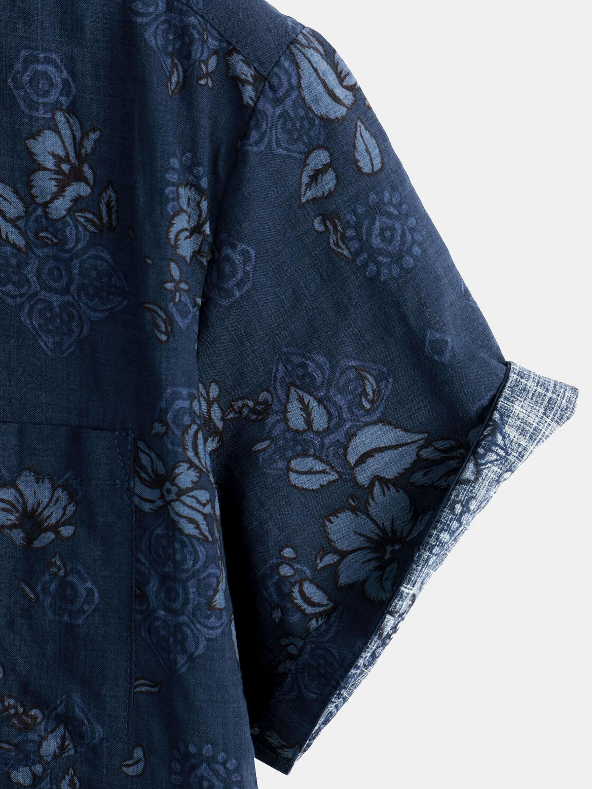 Camisa Blue de algodón floral Hawaiian vintage para hombre