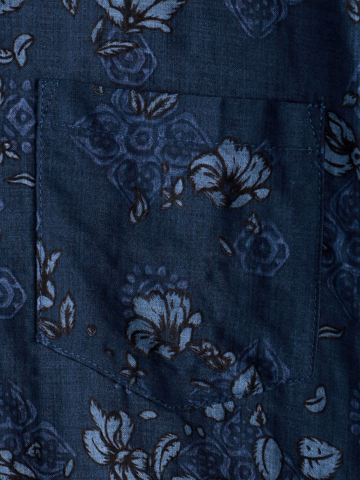 Camisa Blue de algodón floral Hawaiian vintage para hombre