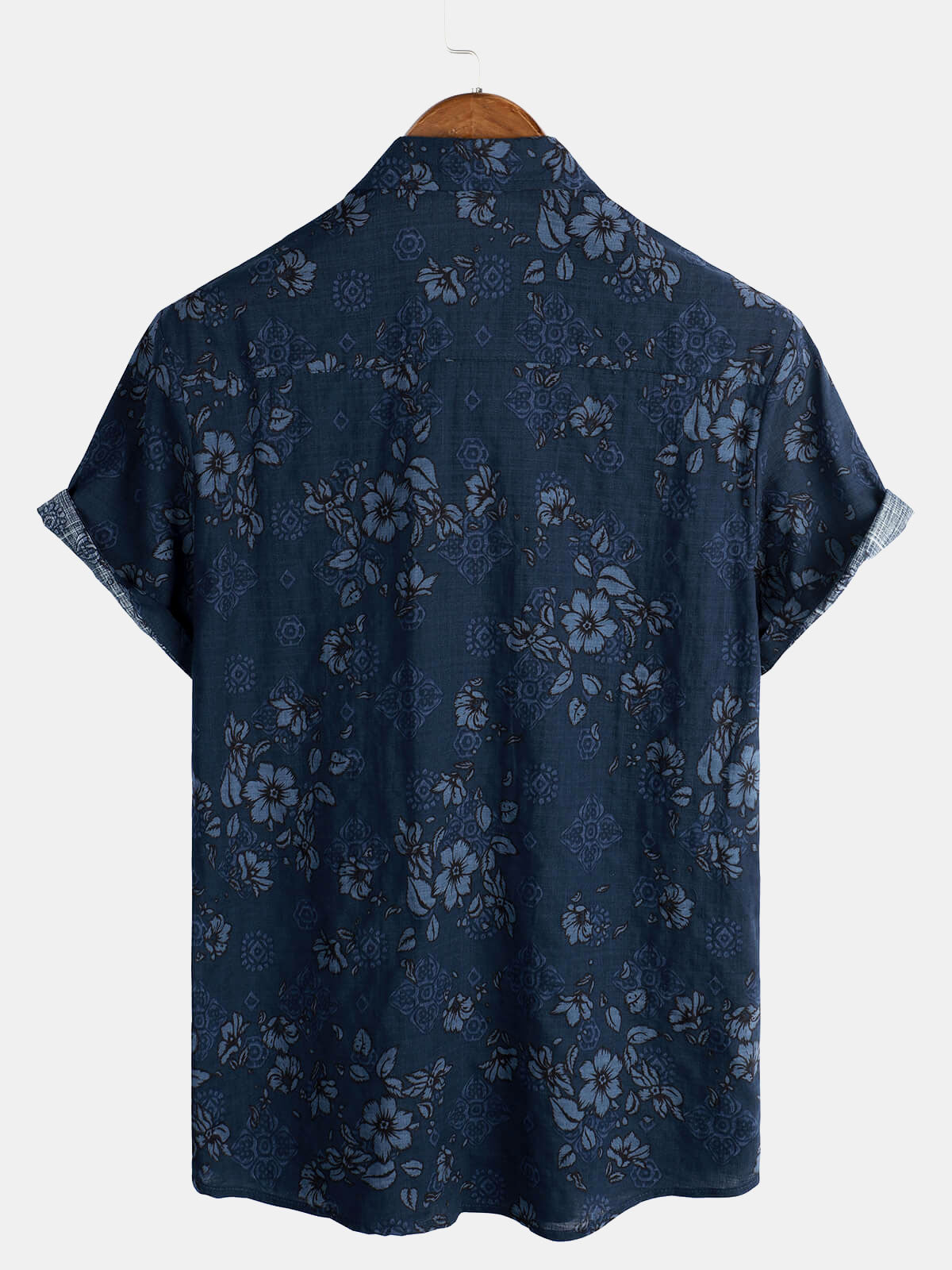 Camisa Blue de algodón floral Hawaiian vintage para hombre