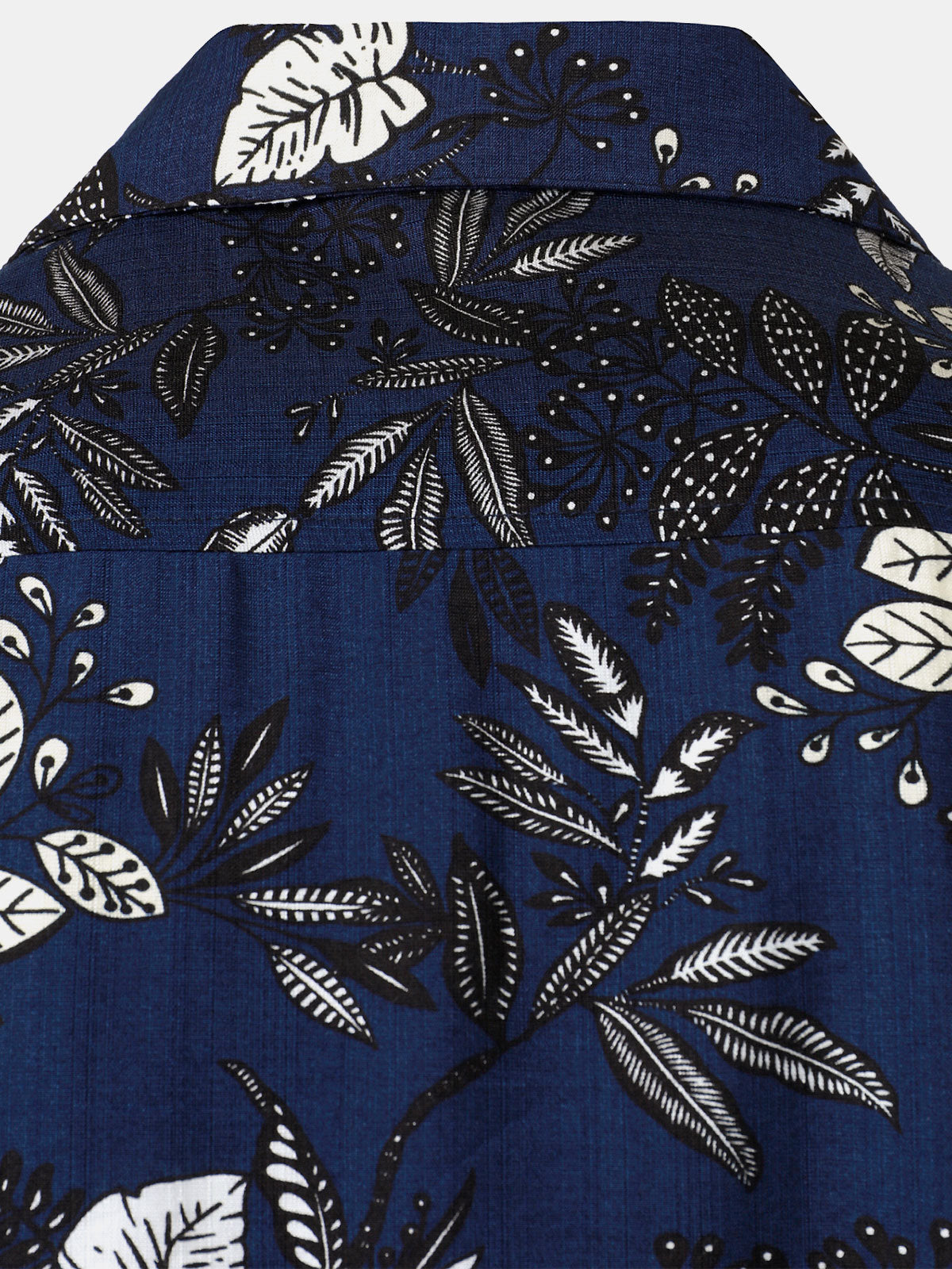 Camisa Navy Blue Tropical Leaf estampado casual Hawaiian para hombre
