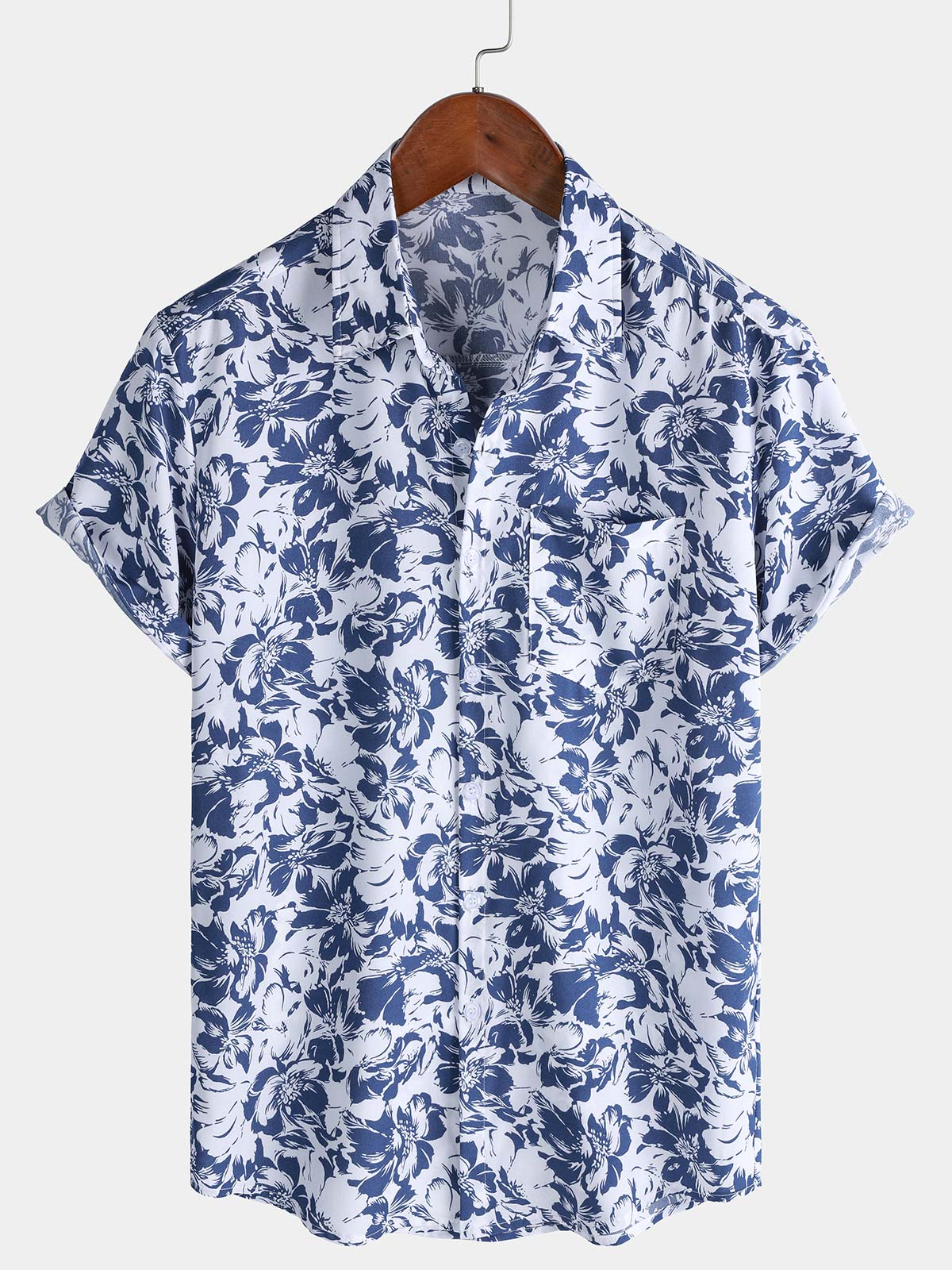 Camisa Blue Botanical Graphic Leisure Tropical Pool Party Summer casual para hombre