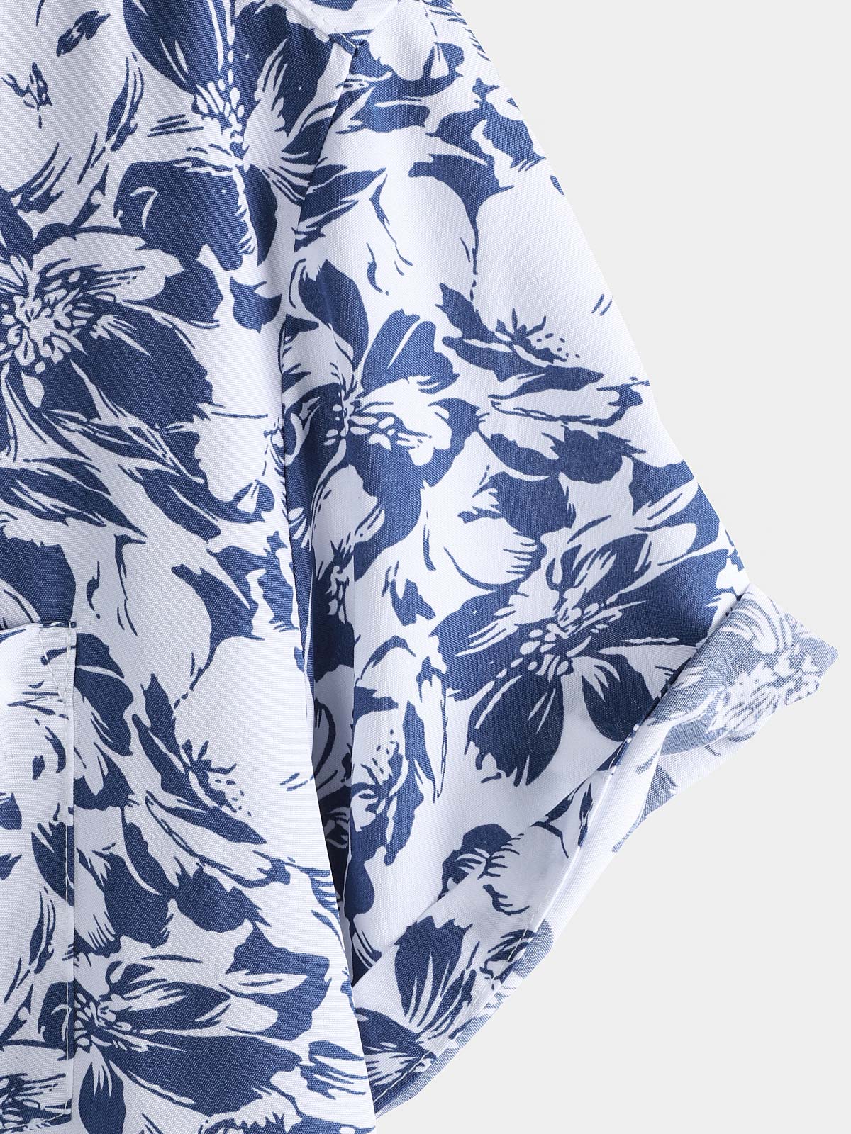 Camisa Blue Botanical Graphic Leisure Tropical Pool Party Summer casual para hombre