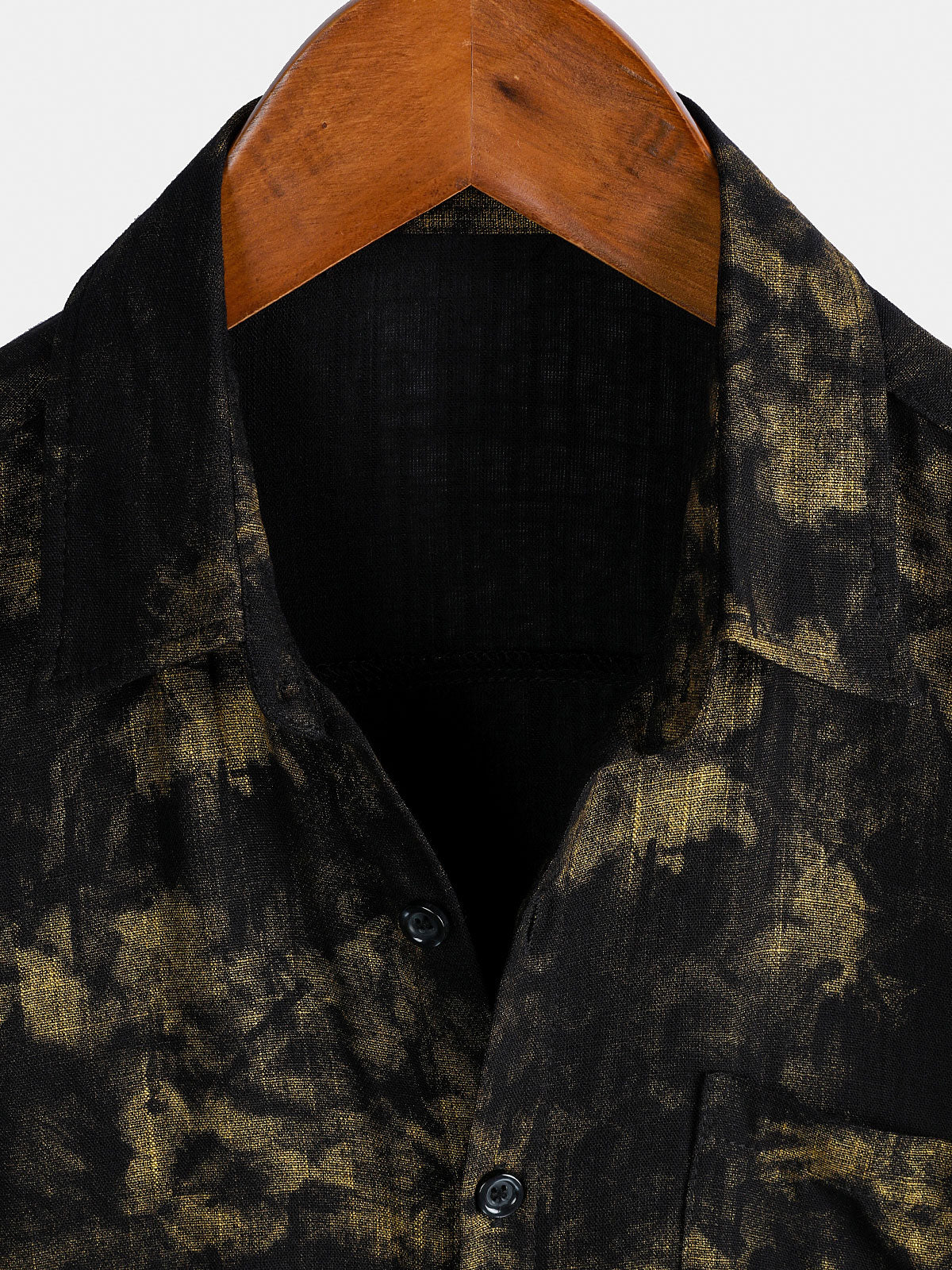Camisa vintage floral Black transpirable Vacation de manga corta para hombre