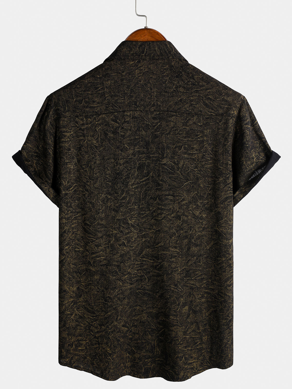 Camisa Summer Holiday Black casual vintage de manga corta para hombre