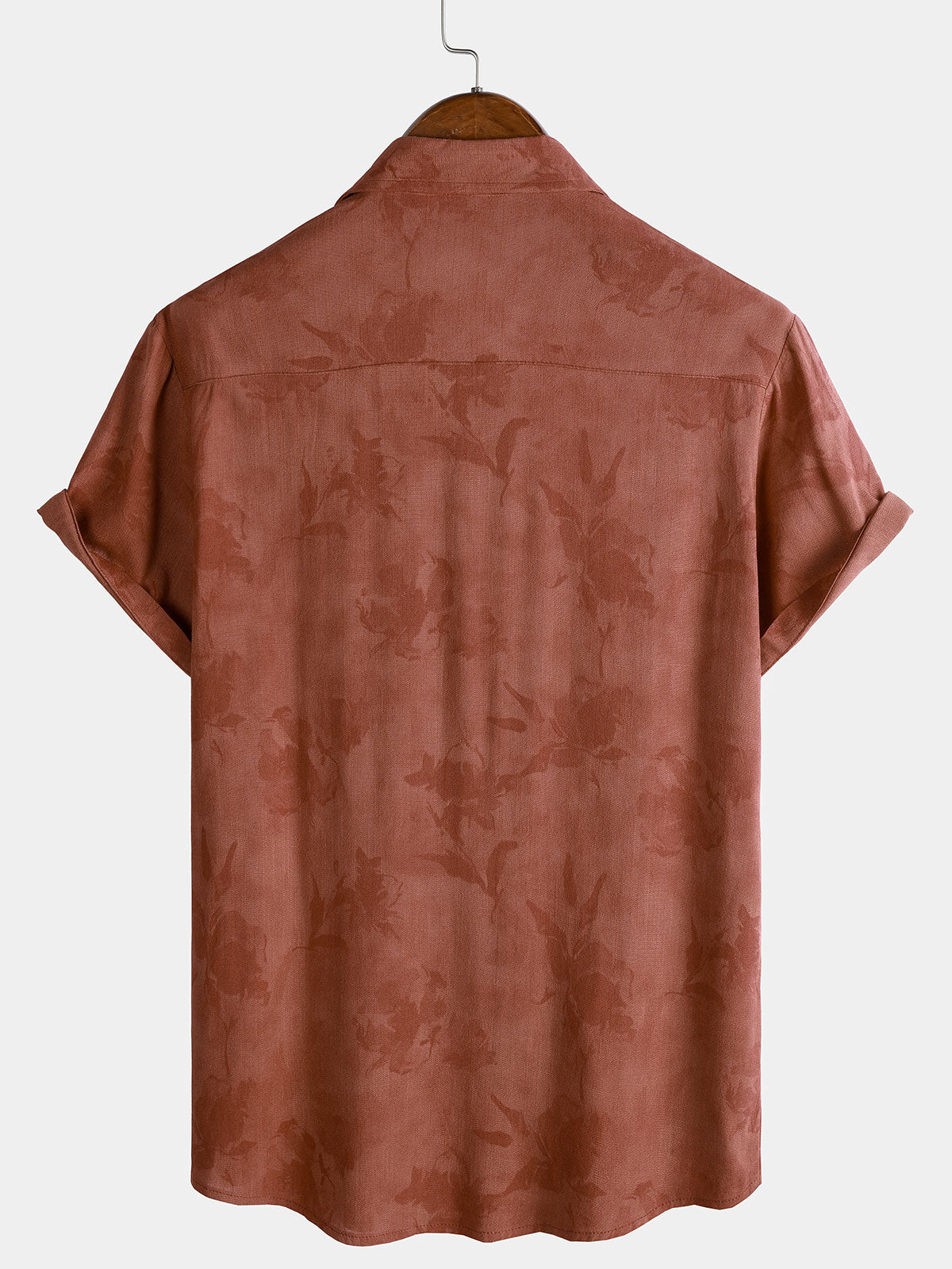 Camisa vintage floral Brown transpirable Vacation de manga corta para hombre