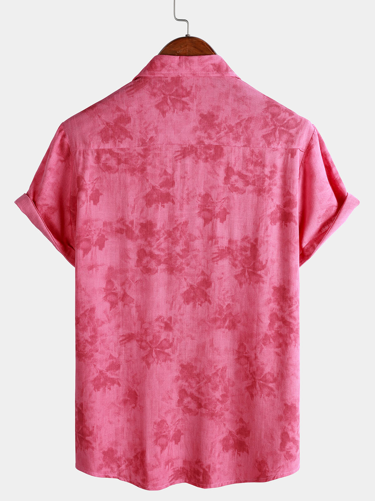 Camisa vintage floral Pink transpirable Vacation de manga corta para hombre