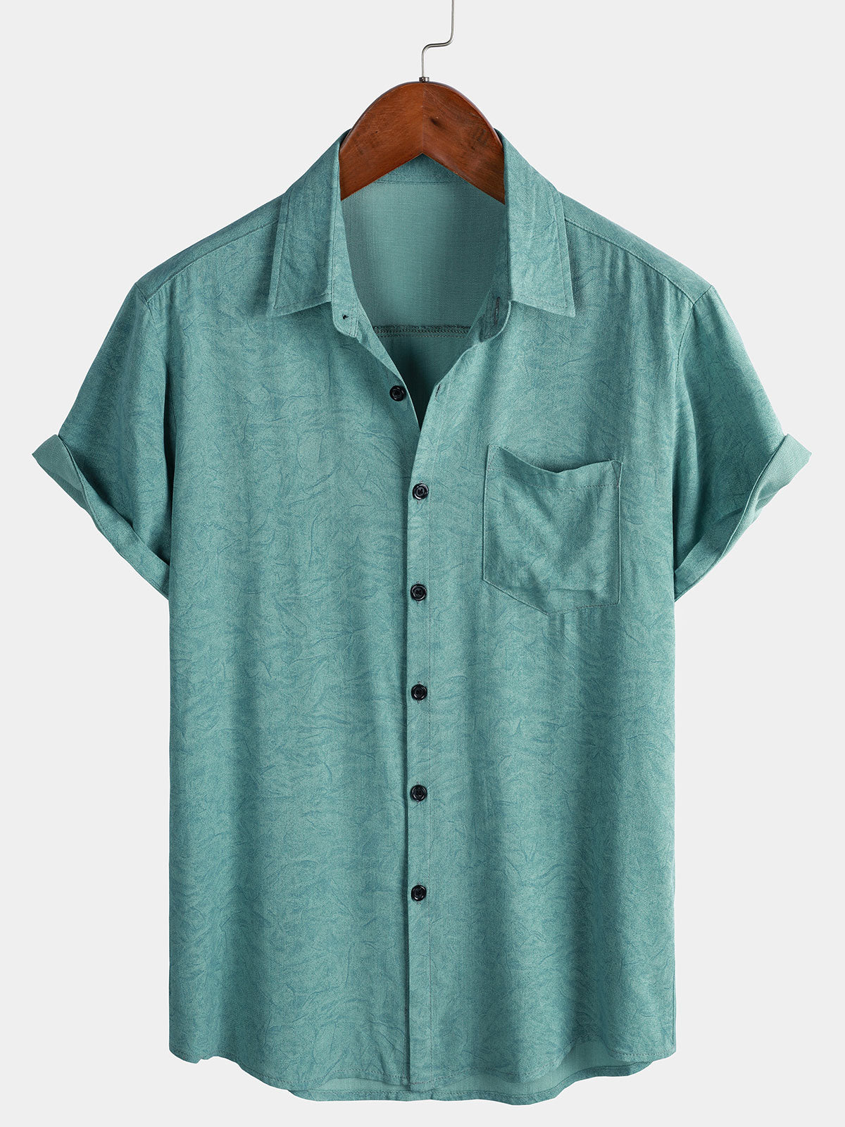 Camisa Summer Holiday Green casual vintage de manga corta para hombre