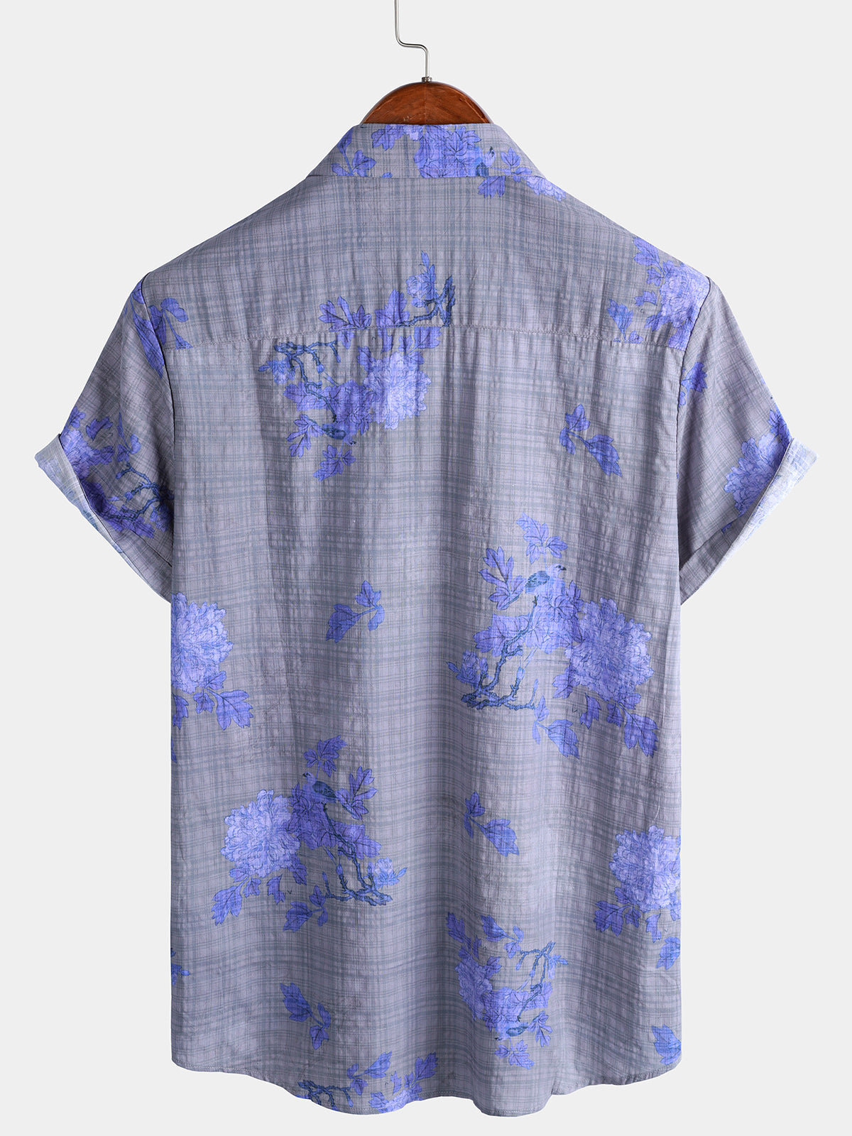 Camisa floral estampado transpirable de manga corta Hawaiian para hombre