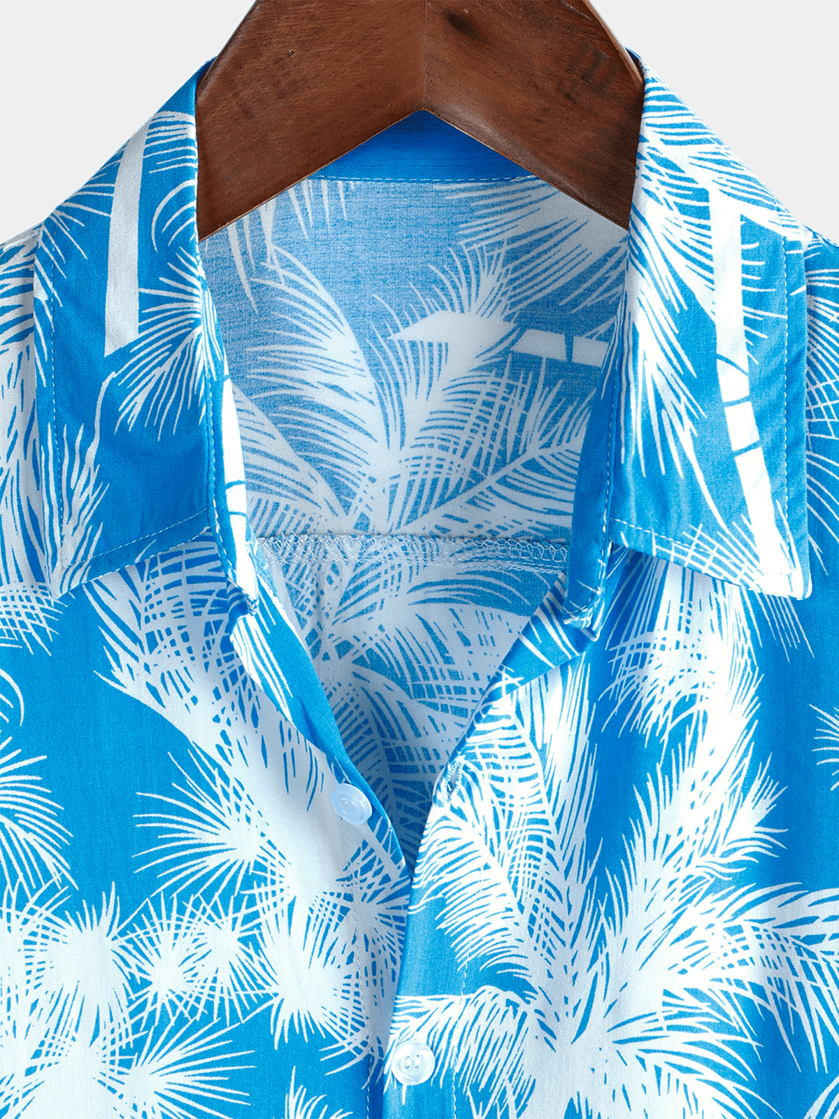 Camisa Blue Tropical estampado Beach de manga corta para hombre