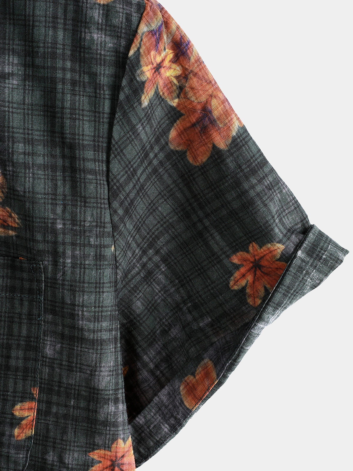 Camisa Leaf estampado transpirable de manga corta Hawaiian para hombre