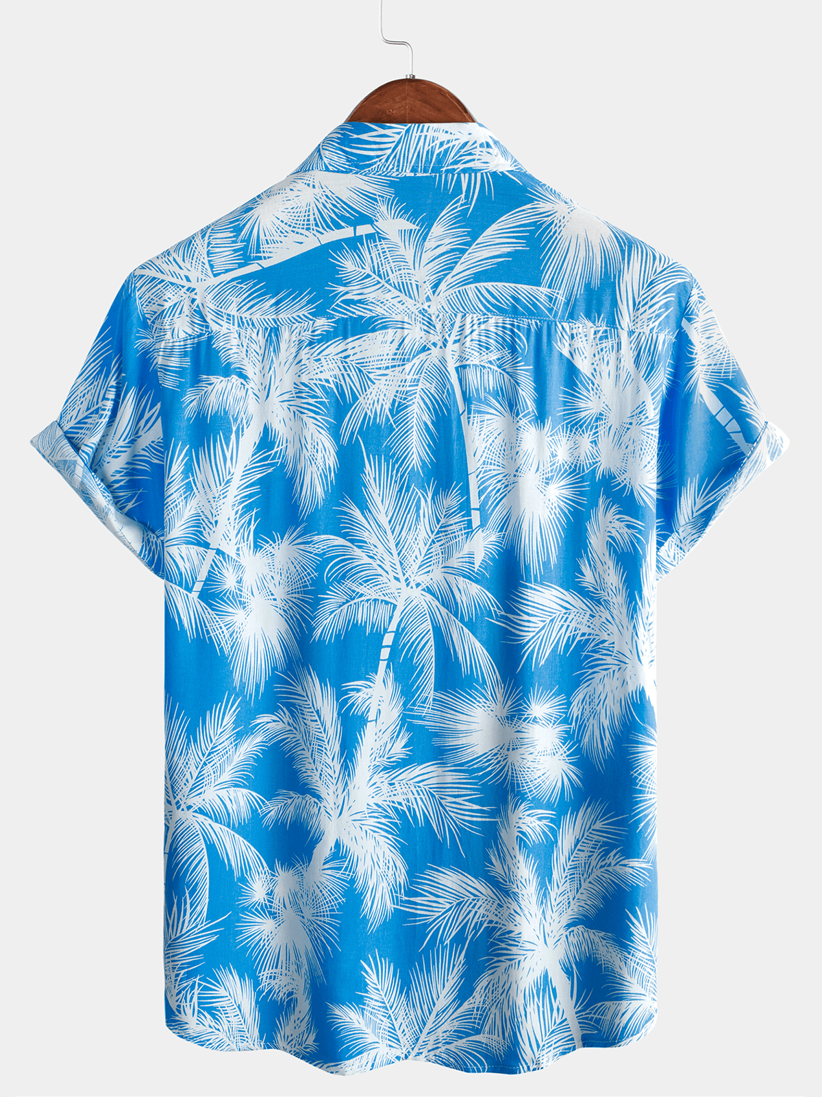 Camisa Blue Tropical estampado Beach de manga corta para hombre