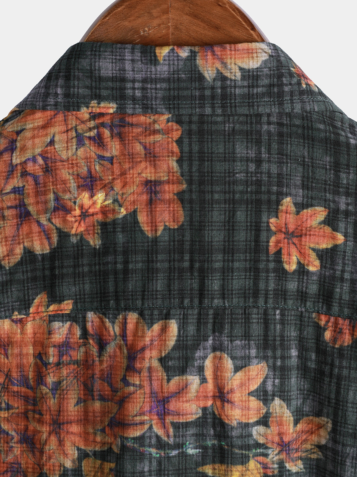 Camisa Leaf estampado transpirable de manga corta Hawaiian para hombre