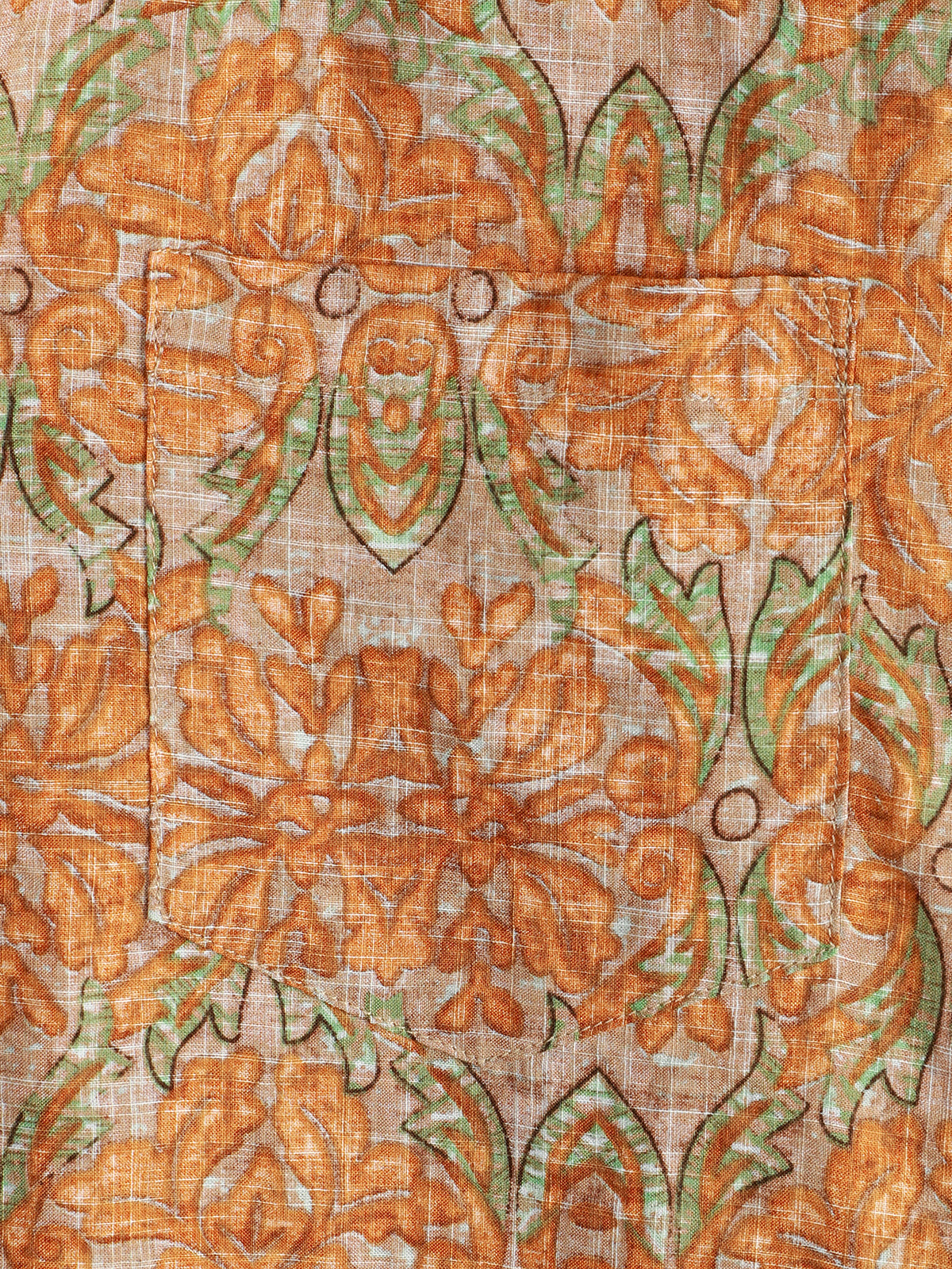 Camisa retro casual Button Up Pocket Beach vintage Orange de manga corta para hombre