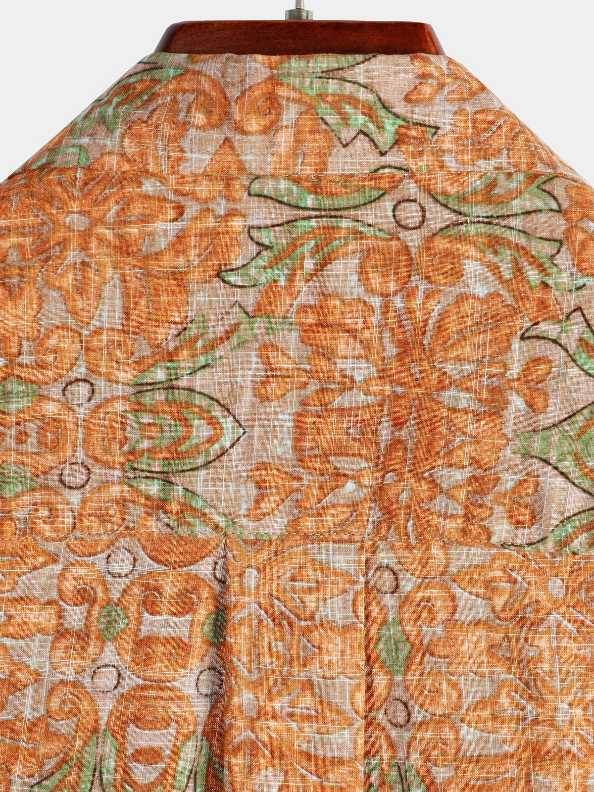 Camisa retro casual Button Up Pocket Beach vintage Orange de manga corta para hombre