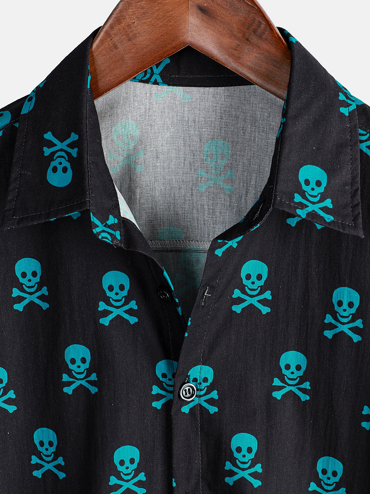 Camisa Skull Punk Rock Holiday Beach de algodón transpirable Cool Summer de manga corta para hombre