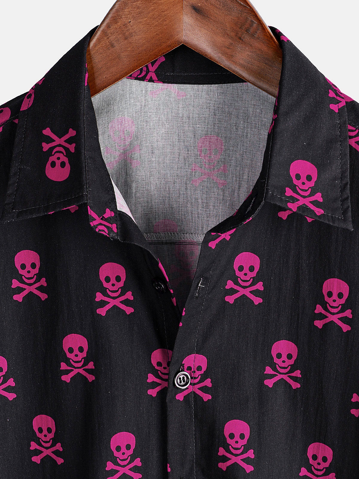 Camisa Pink Skull Punk Rock Holiday de algodón transpirable Cool Summer de manga corta para hombre