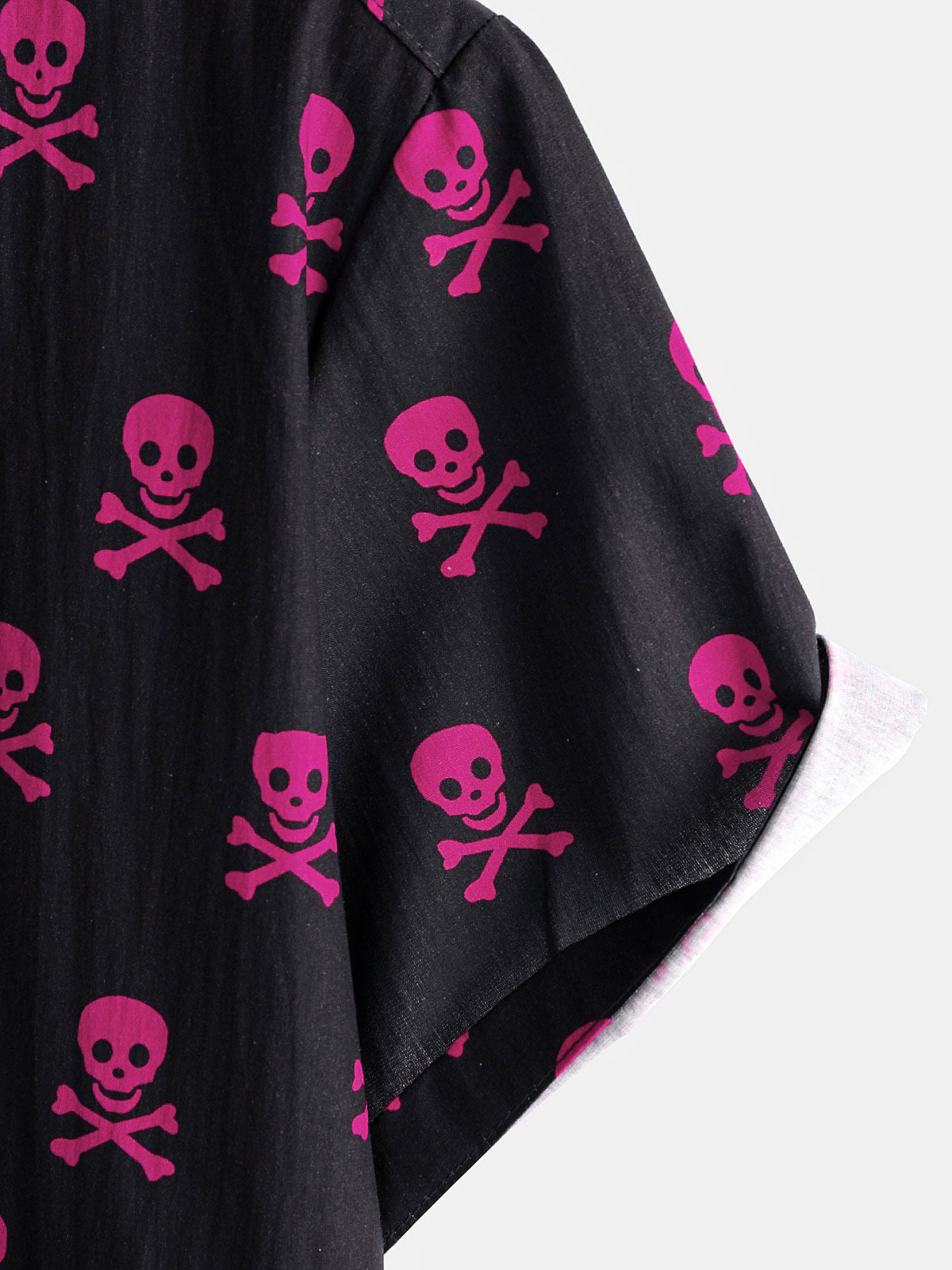 Camisa Pink Skull Punk Rock Holiday de algodón transpirable Cool Summer de manga corta para hombre