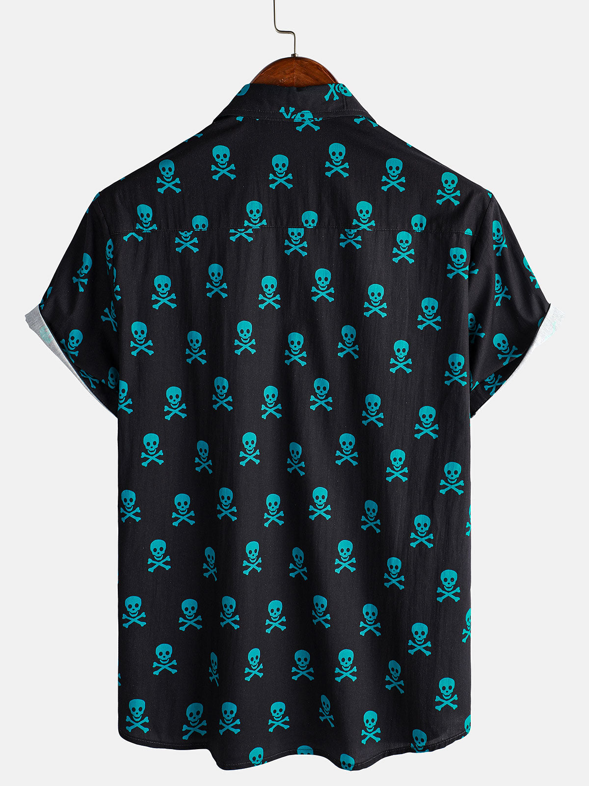 Camisa Skull Punk Rock Holiday Beach de algodón transpirable Cool Summer de manga corta para hombre