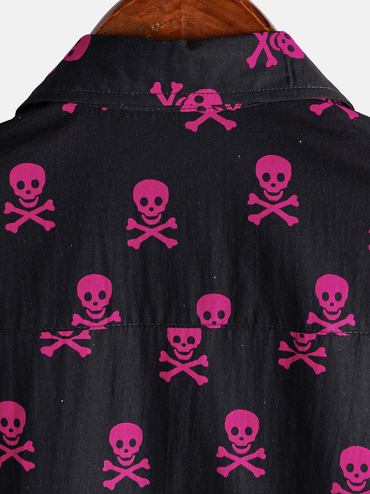 Camisa Pink Skull Punk Rock Holiday de algodón transpirable Cool Summer de manga corta para hombre