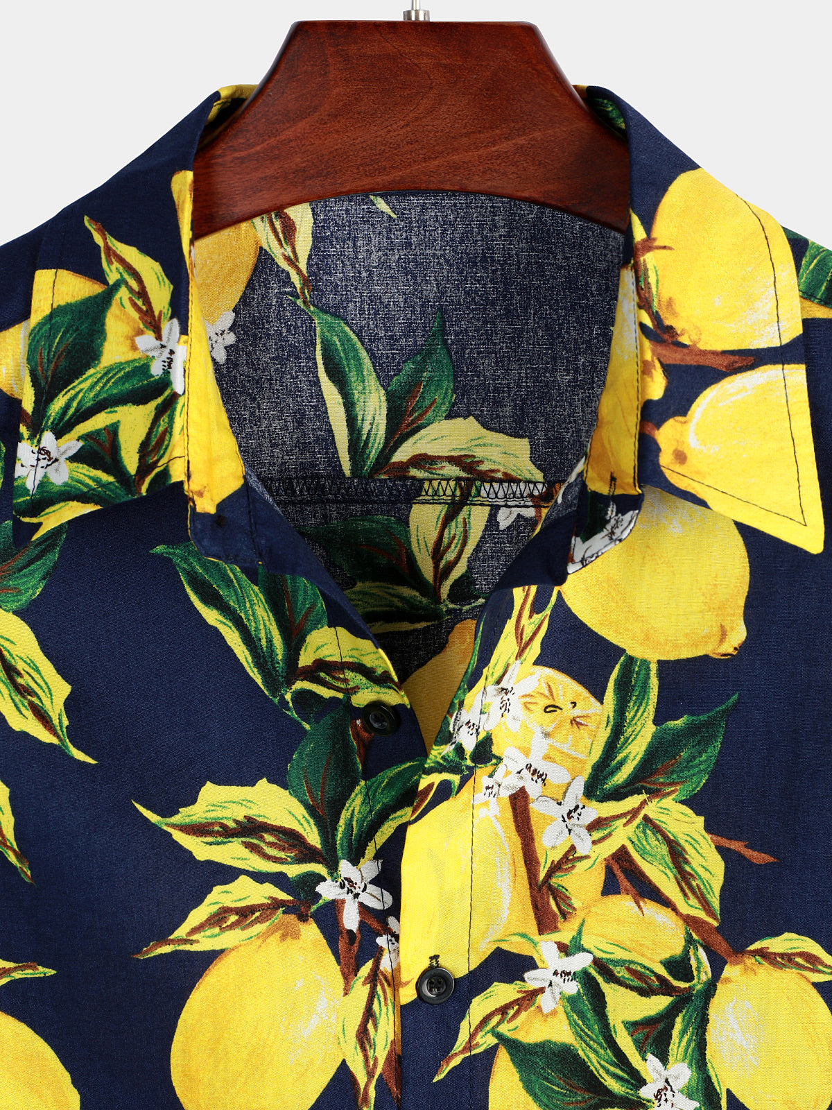 Camisa Tropical Yellow Lemon estampado Hawaiian de manga corta para hombre