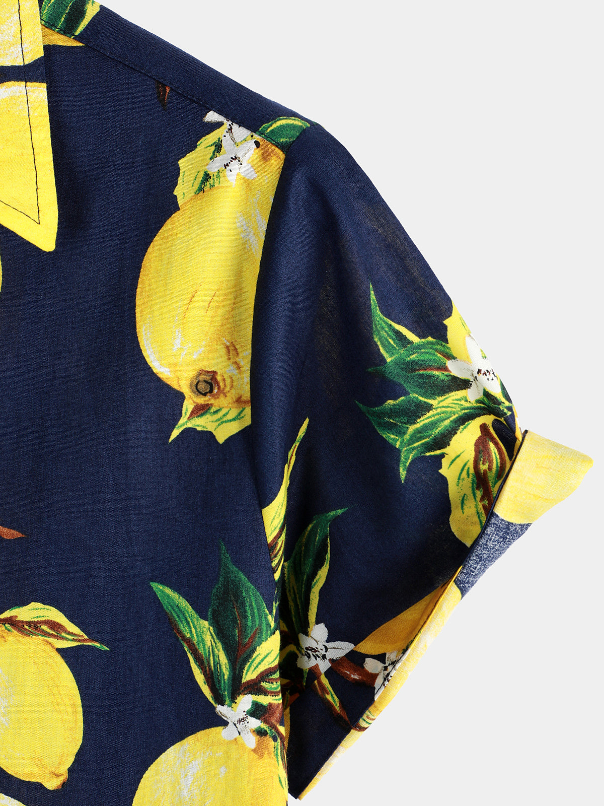 Camisa Tropical Yellow Lemon estampado Hawaiian de manga corta para hombre