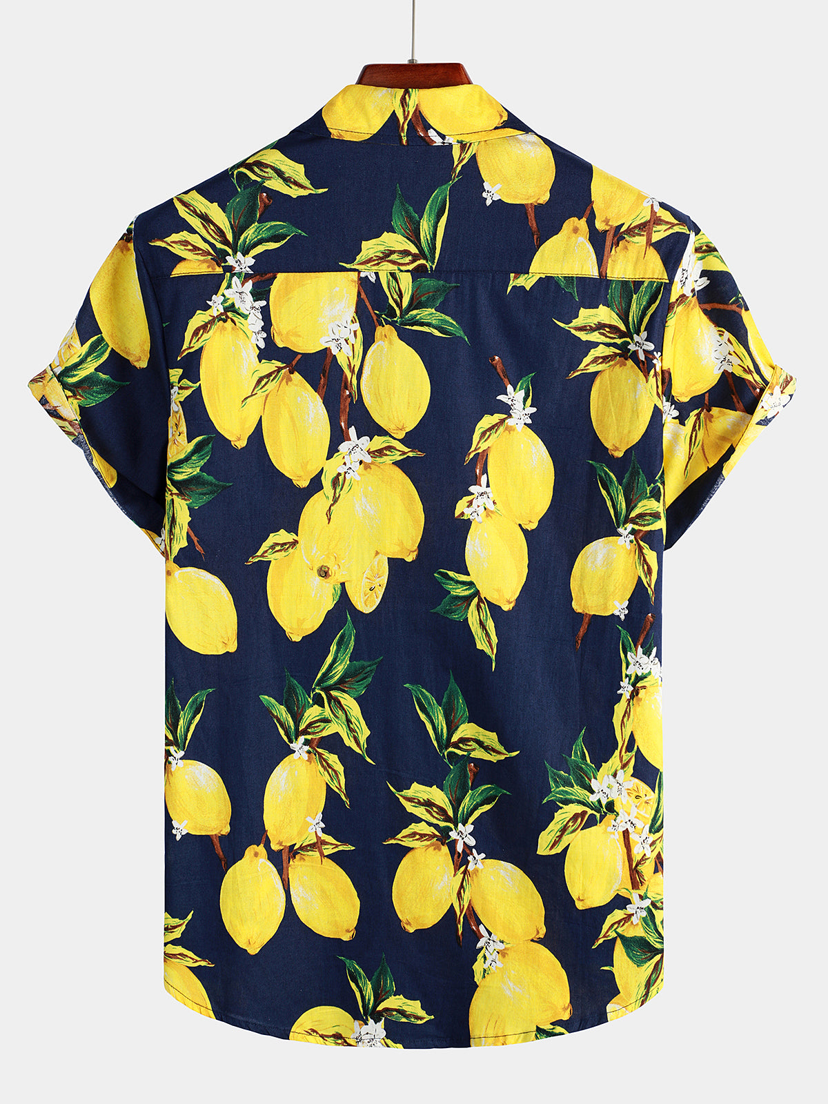 Camisa Tropical Yellow Lemon estampado Hawaiian de manga corta para hombre