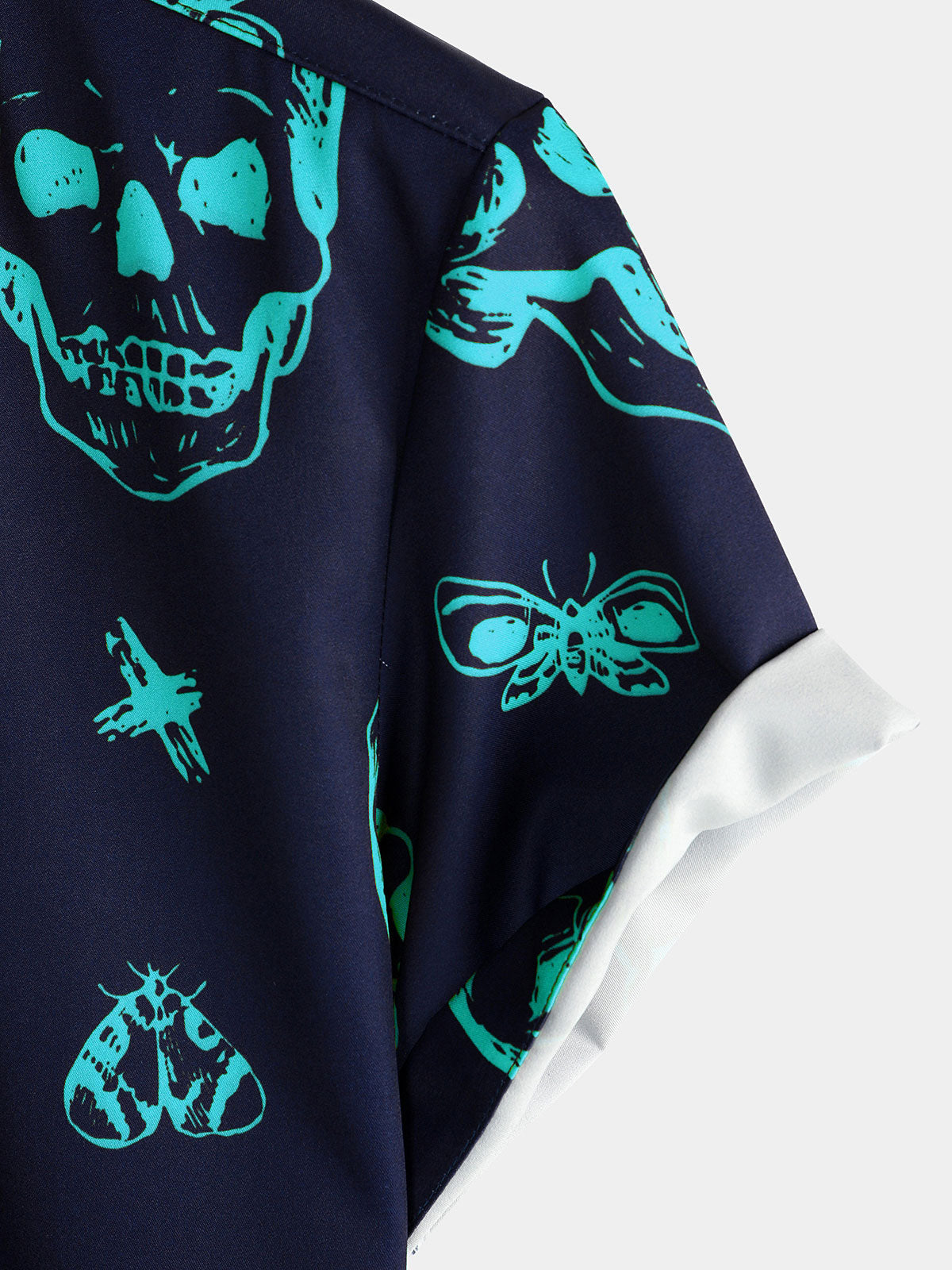Camisa Blue Skull estampado Art Graphic Button de manga corta Aloha Hawaiian para hombre