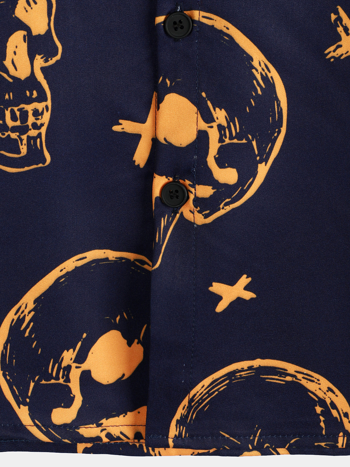 Camisa Orange Skull estampado Art Graphic Button up de manga corta Aloha Hawaiian para hombre