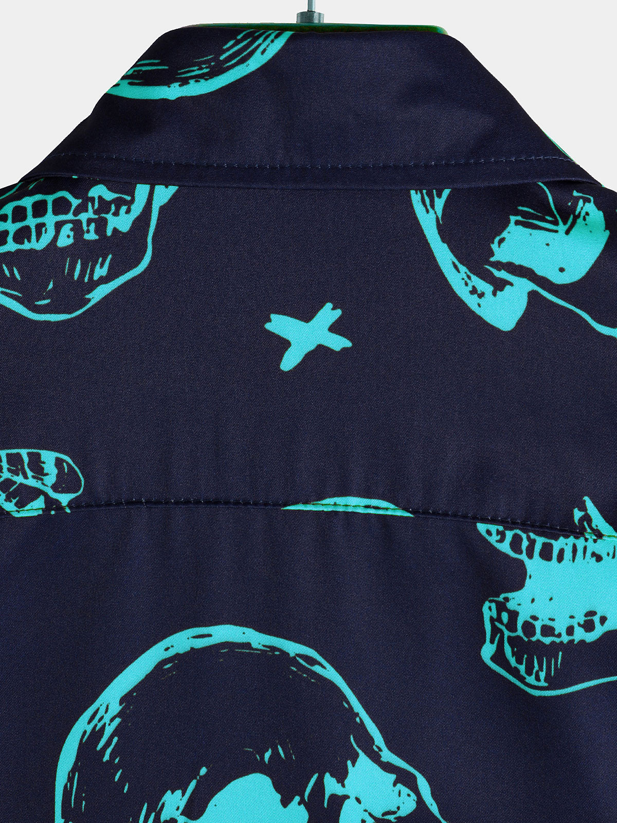 Camisa Blue Skull estampado Art Graphic Button de manga corta Aloha Hawaiian para hombre