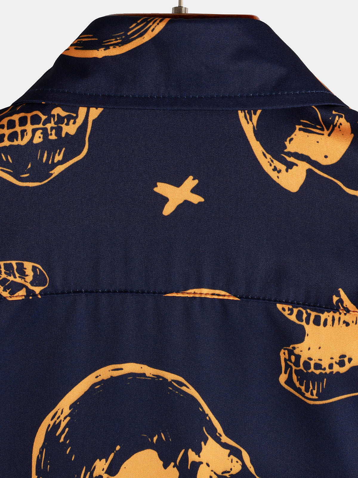 Camisa Orange Skull estampado Art Graphic Button up de manga corta Aloha Hawaiian para hombre