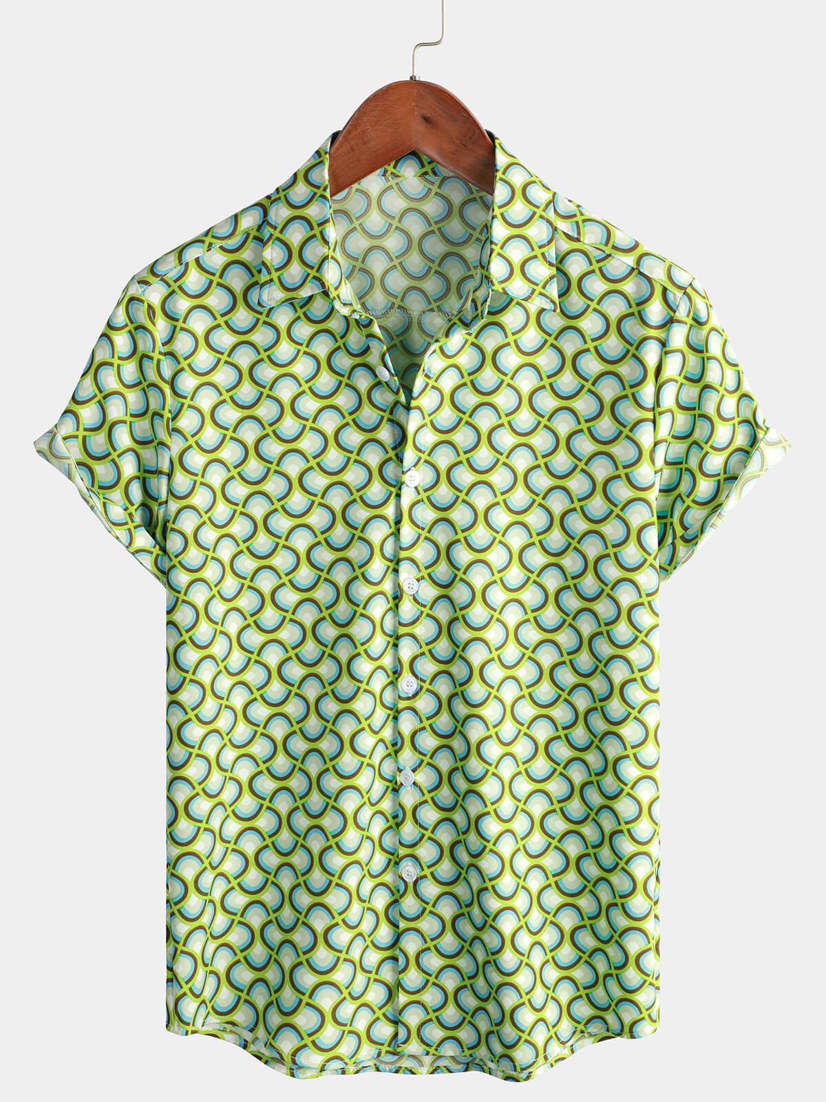 Camisa Green Cool Summer Beach de manga corta para hombre