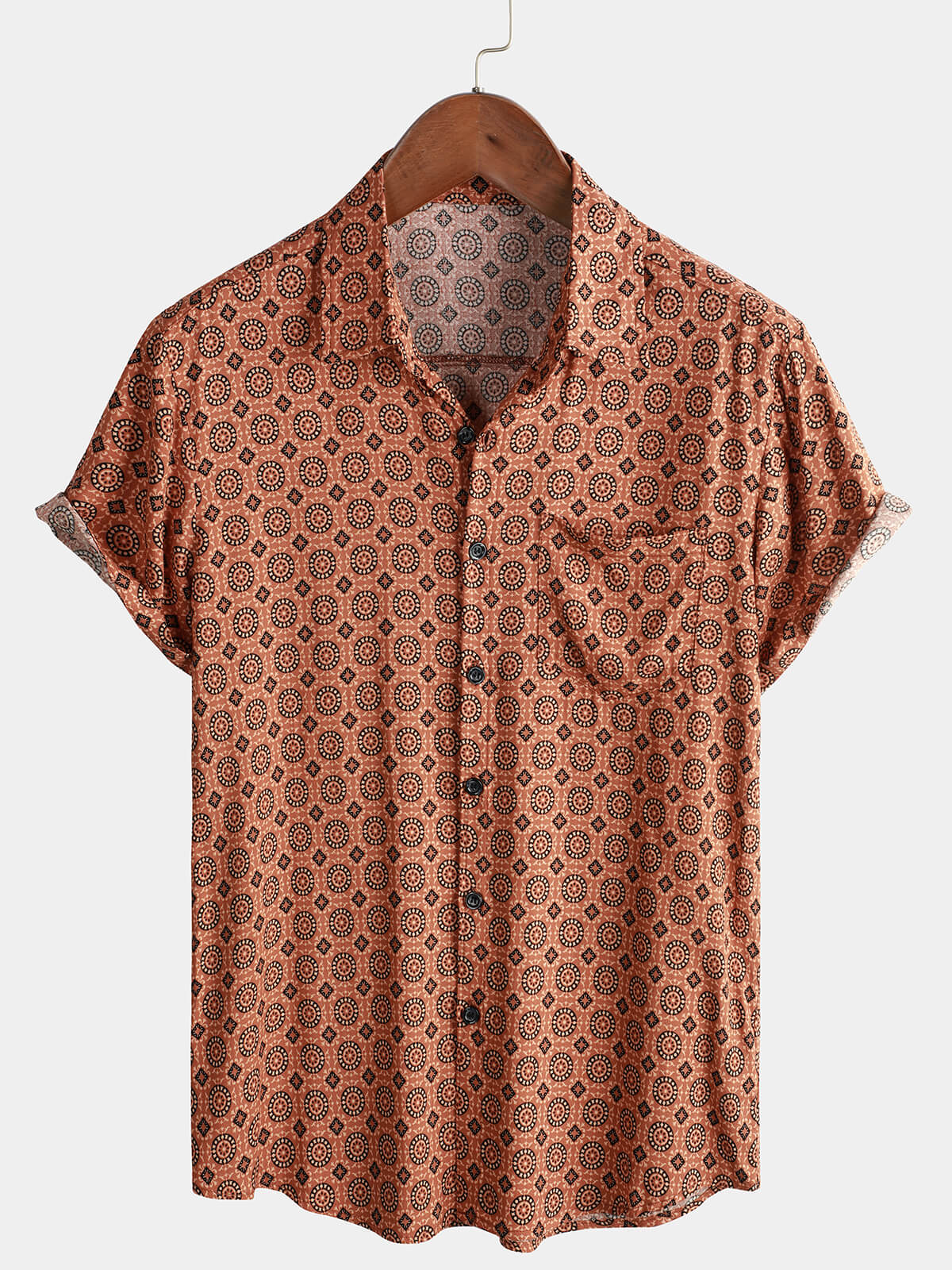 Camisa Button Up vintage Summer Beach de manga corta para hombre