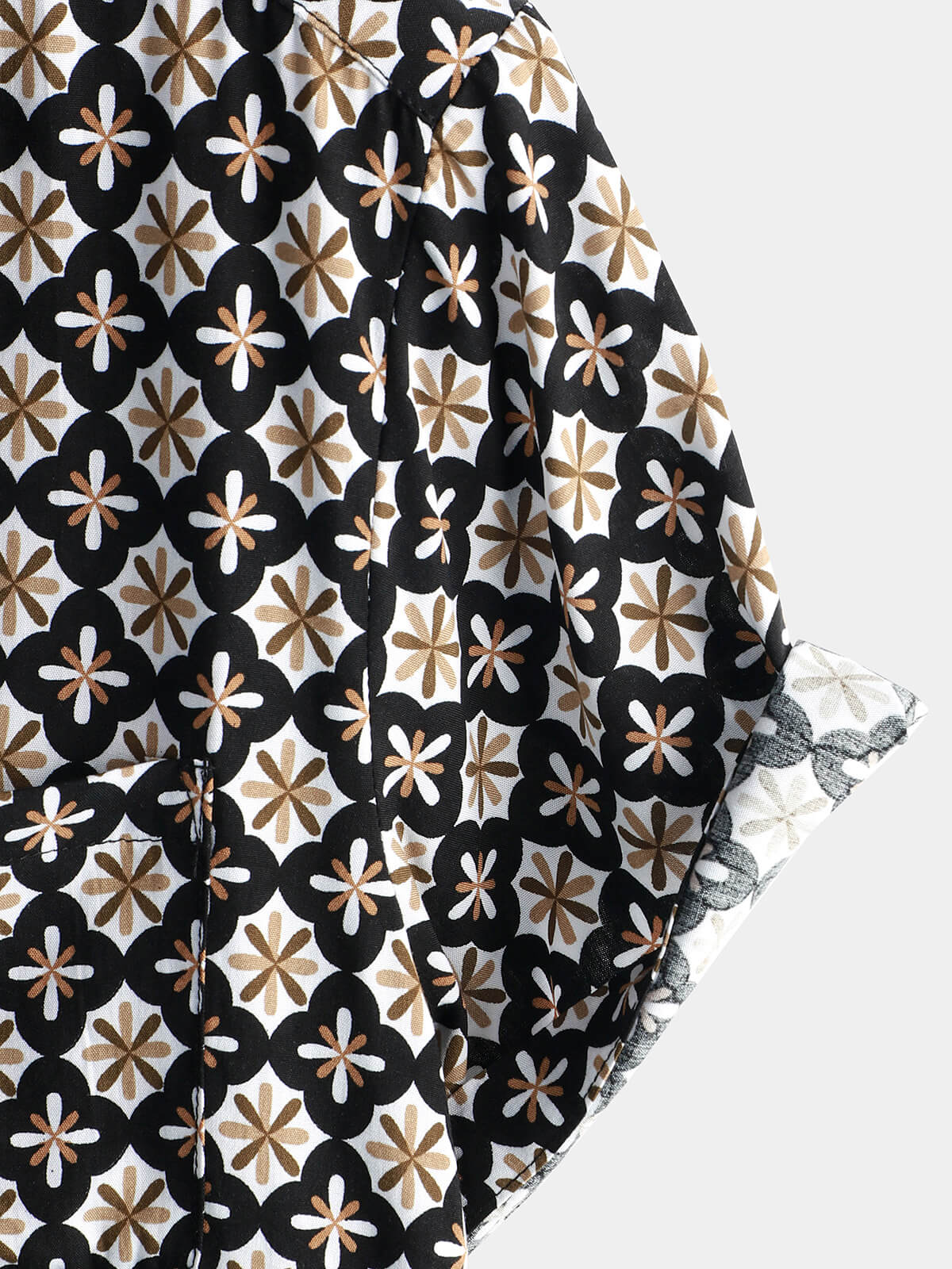 Camisa Black Button Summer Beach de manga corta para hombre