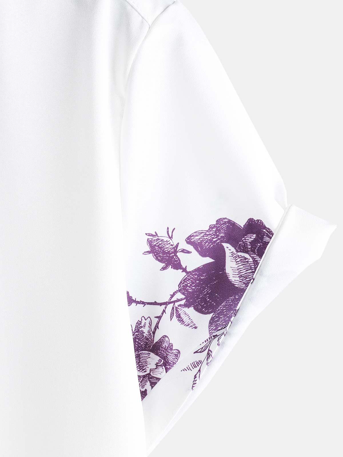 Camisa Purple floral estampado Hawaiian Button Up Summer Beach casual Collar de manga corta para hombre