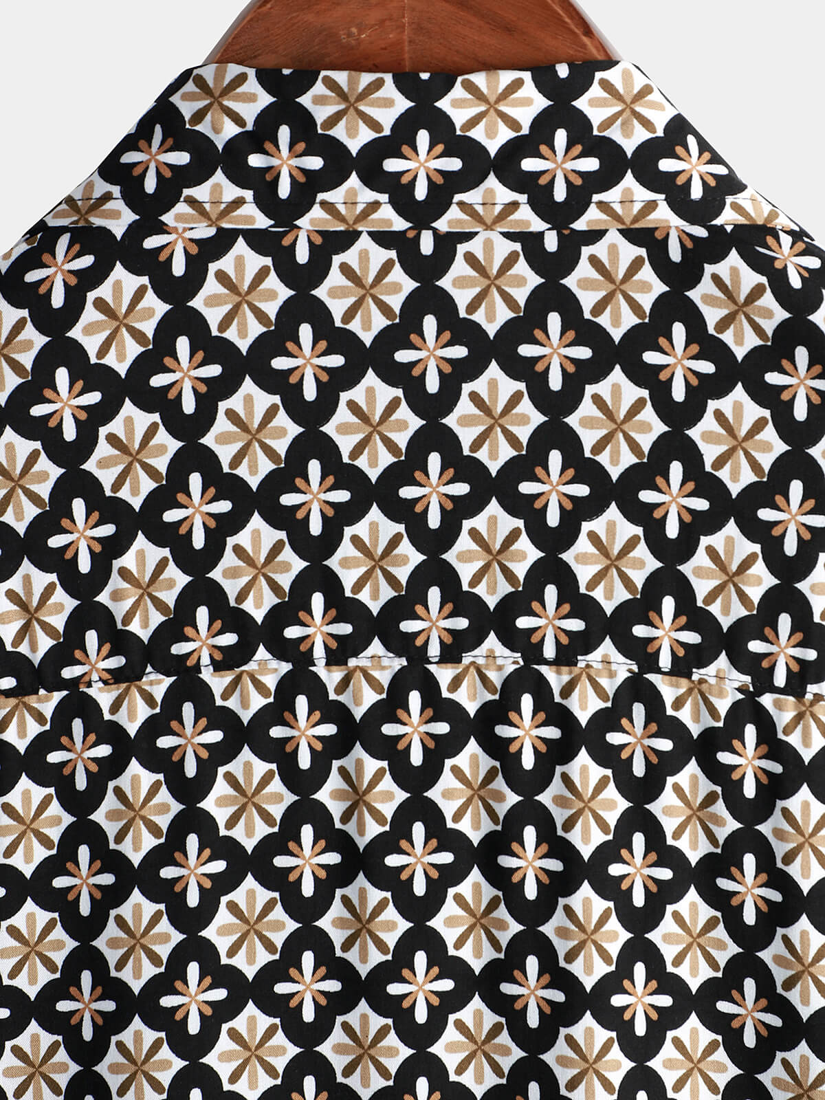 Camisa Black Button Summer Beach de manga corta para hombre
