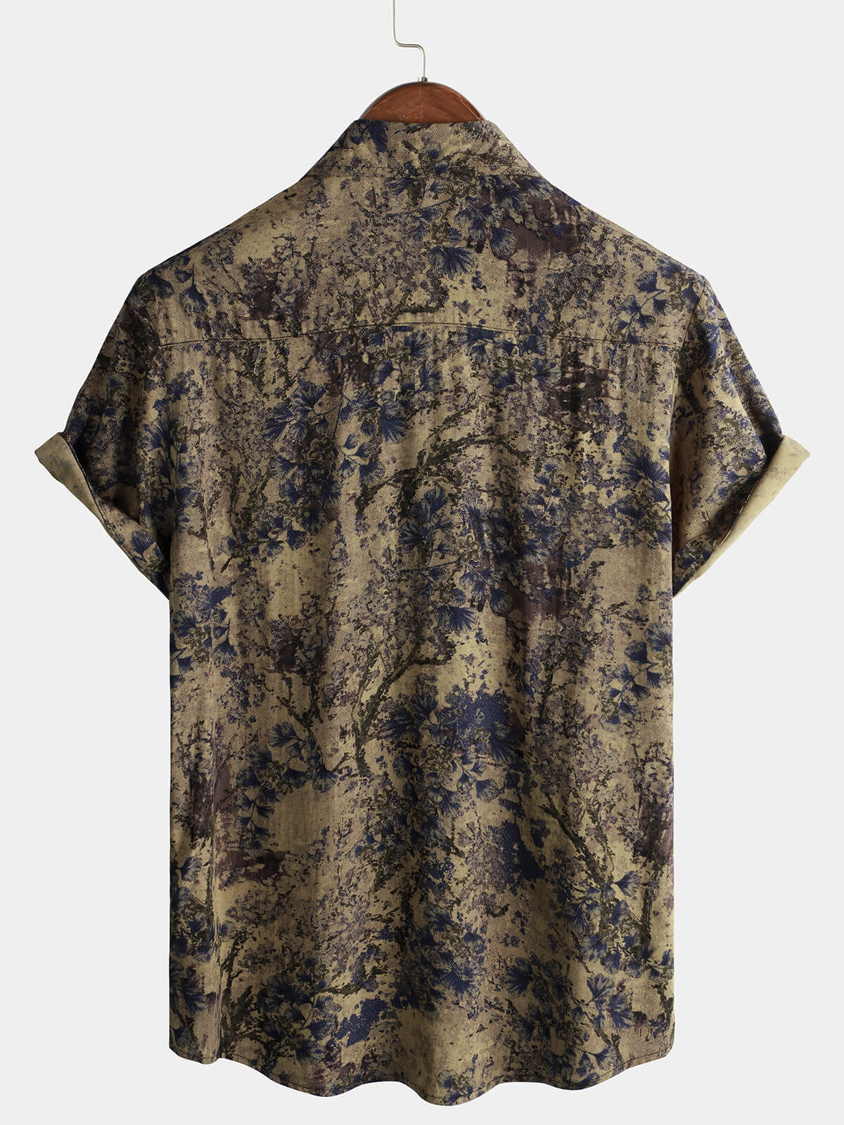 Camisa retro floral estampado casual de manga corta Holiday para hombre