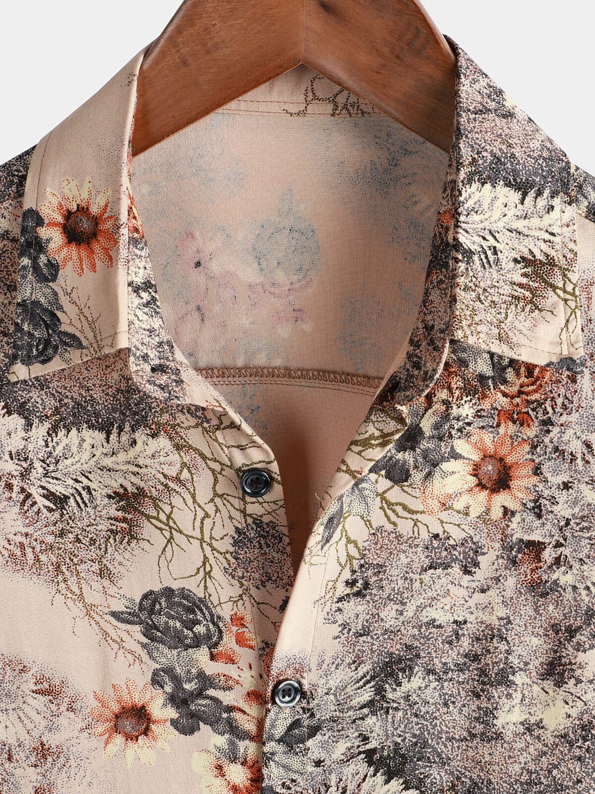 Camisa floral estampado retro casual Button Up para hombre
